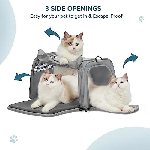 Petsfit Cat Carrier Grey 17.5"L x 10.5"W x 10.5"H | Airline Approved with Extendable Mat thumbnail 6