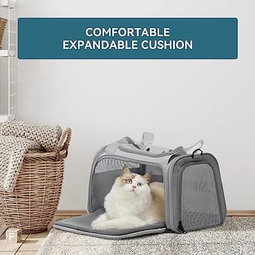 Petsfit Cat Carrier Grey 17.5"L x 10.5"W x 10.5"H | Airline Approved with Extendable Mat thumbnail 8