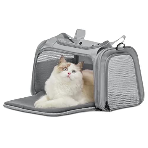 Petsfit Cat Carrier Grey 17.5"L x 10.5"W x 10.5"H | Airline Approved with Extendable Mat thumbnail 9