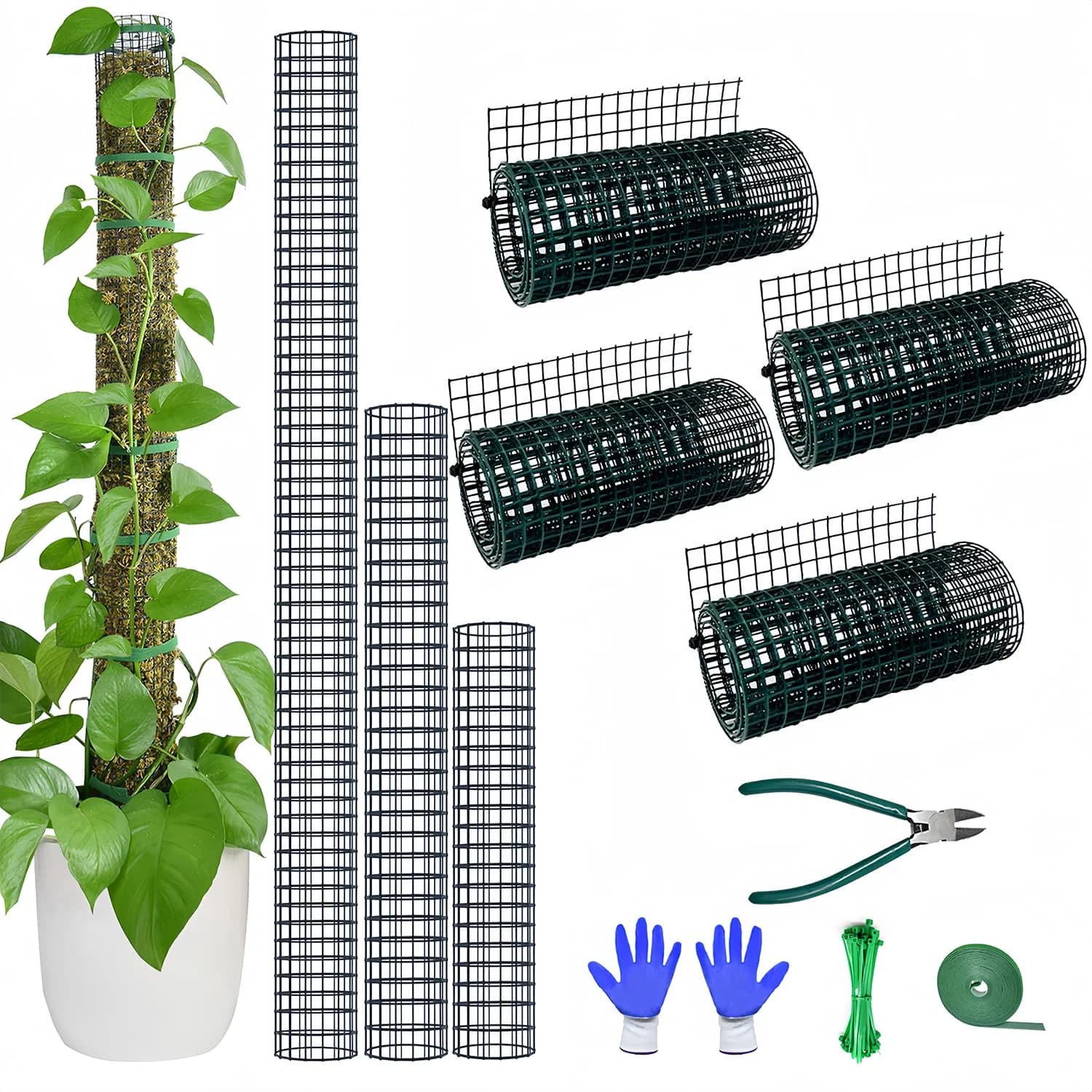 chicarry DIY Moss Pole Kit 4.04m (13.2ft) Metal Mesh with Pliers & Ties | Supports Monstera, Pothos, Climbing Plants