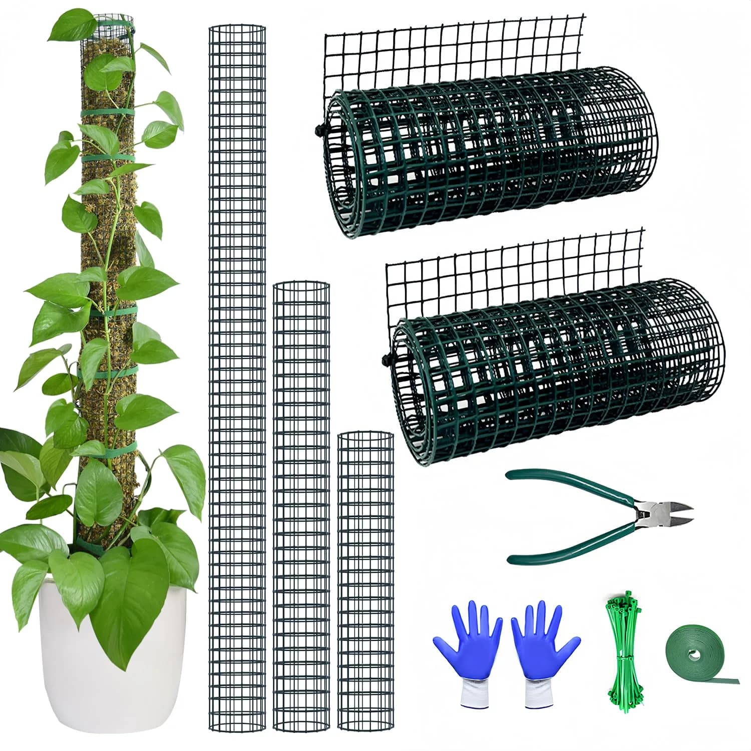 chicarry DIY Moss Pole Kit for Climbing Plants, 2.0m (6.6ft) Steel Mesh with Plier & Ties | Supports Monstera, Pothos, Philodendron Growth