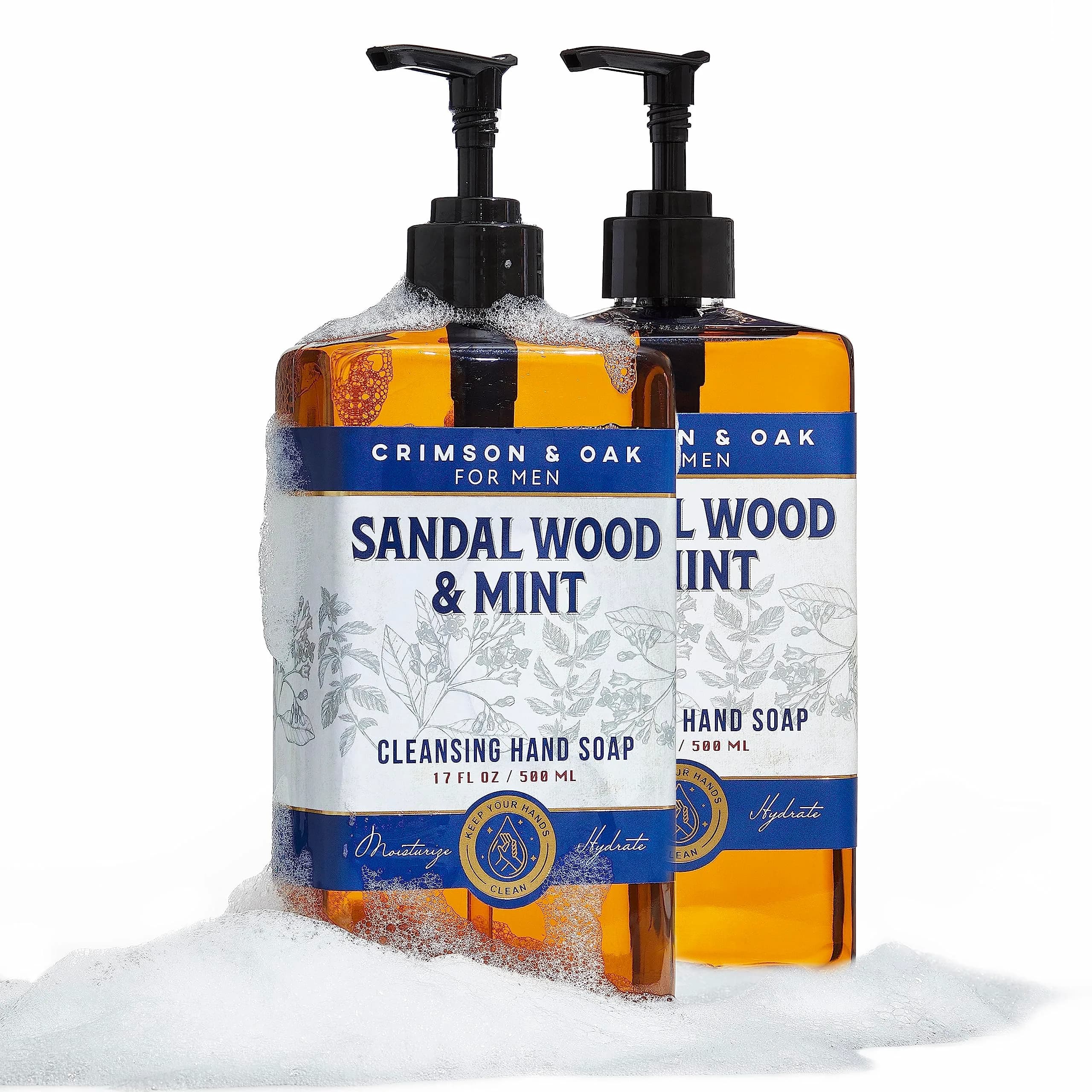 Body Prescriptions Crimson & Oak Deep Cleansing Hand Soap with Pump Dispenser 17 Fl Oz Pack of 2 | Sandalwood & Mint