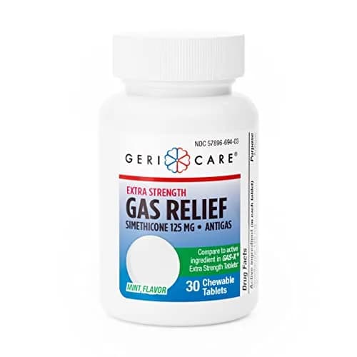 GeriCare Chewable Extra Strength Gas Relief Simethicone 125mg | Fast-Acting Digestive Gas Bloating Relief (70-120 chars) thumbnail 1