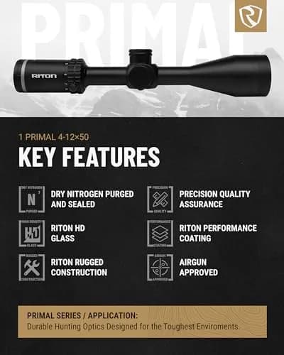 Riton 1 Primal 4-12x50 MOA SFP Hunting Riflescope | Illuminated Center Dot, Fully Multi-Coated, Adjustable Magnification thumbnail 5