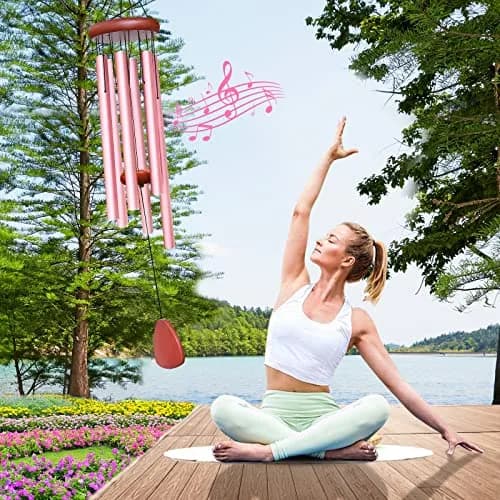 WENANA Large Aluminium Wind Chimes 36" Pink | Soothing Melody for Garden & Home thumbnail 6