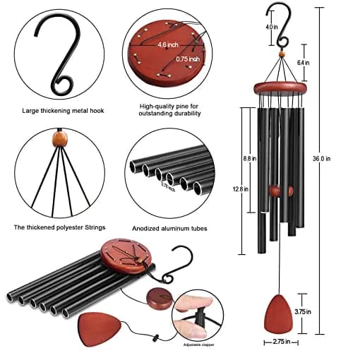 WENANA Large Aluminium Wind Chimes 91.44cm (36 in) | Soothing Melodic Outdoor Garden Decor thumbnail 2