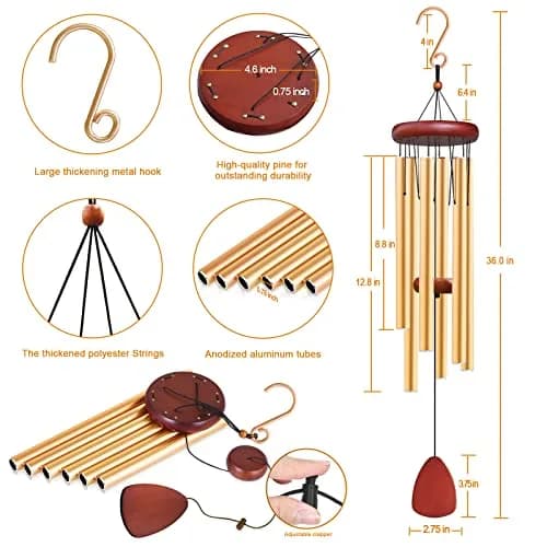 WENANA Aluminium Wind Chimes 91.44cm (36") | Melodic Outdoor Decor Gift thumbnail 2