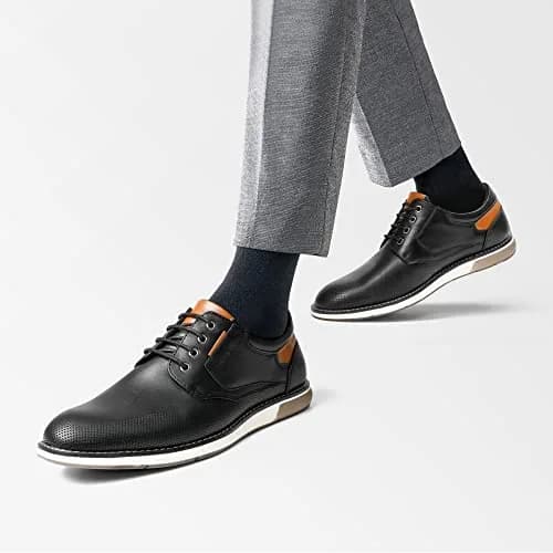 Bruno Marc Men's Dress Oxfords Casual Derby Sneakers, Black, 13 | Breathable Faux Leather & Cushioned Insole thumbnail 10