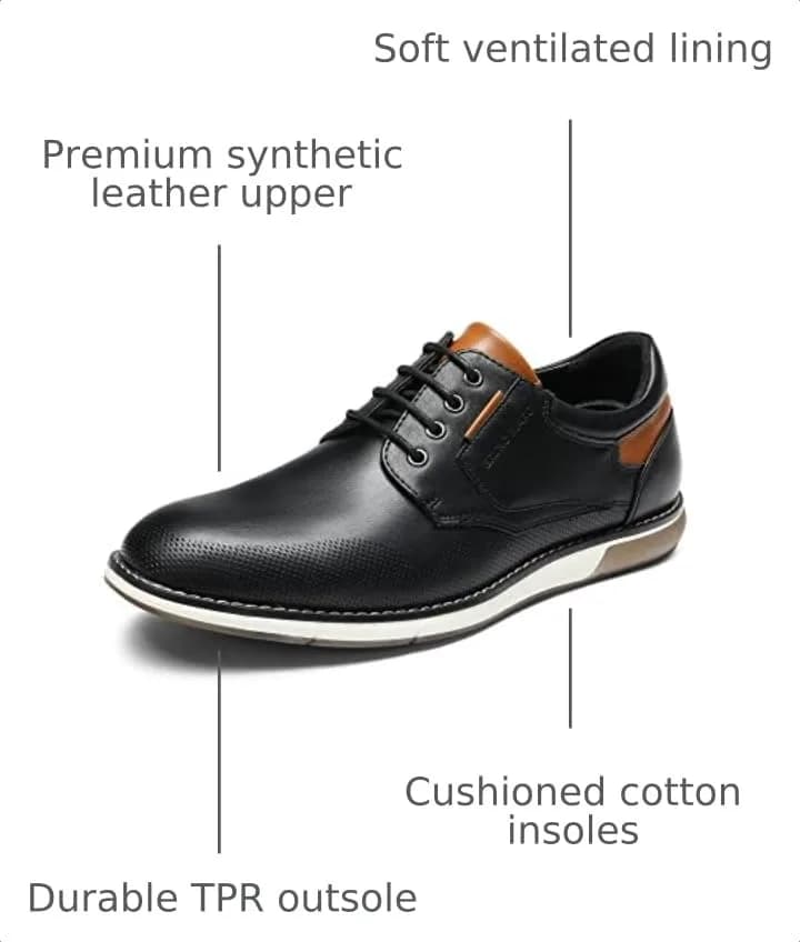 Bruno Marc Men's Dress Oxfords Casual Derby Sneakers, Black, 13 | Breathable Faux Leather & Cushioned Insole thumbnail 4