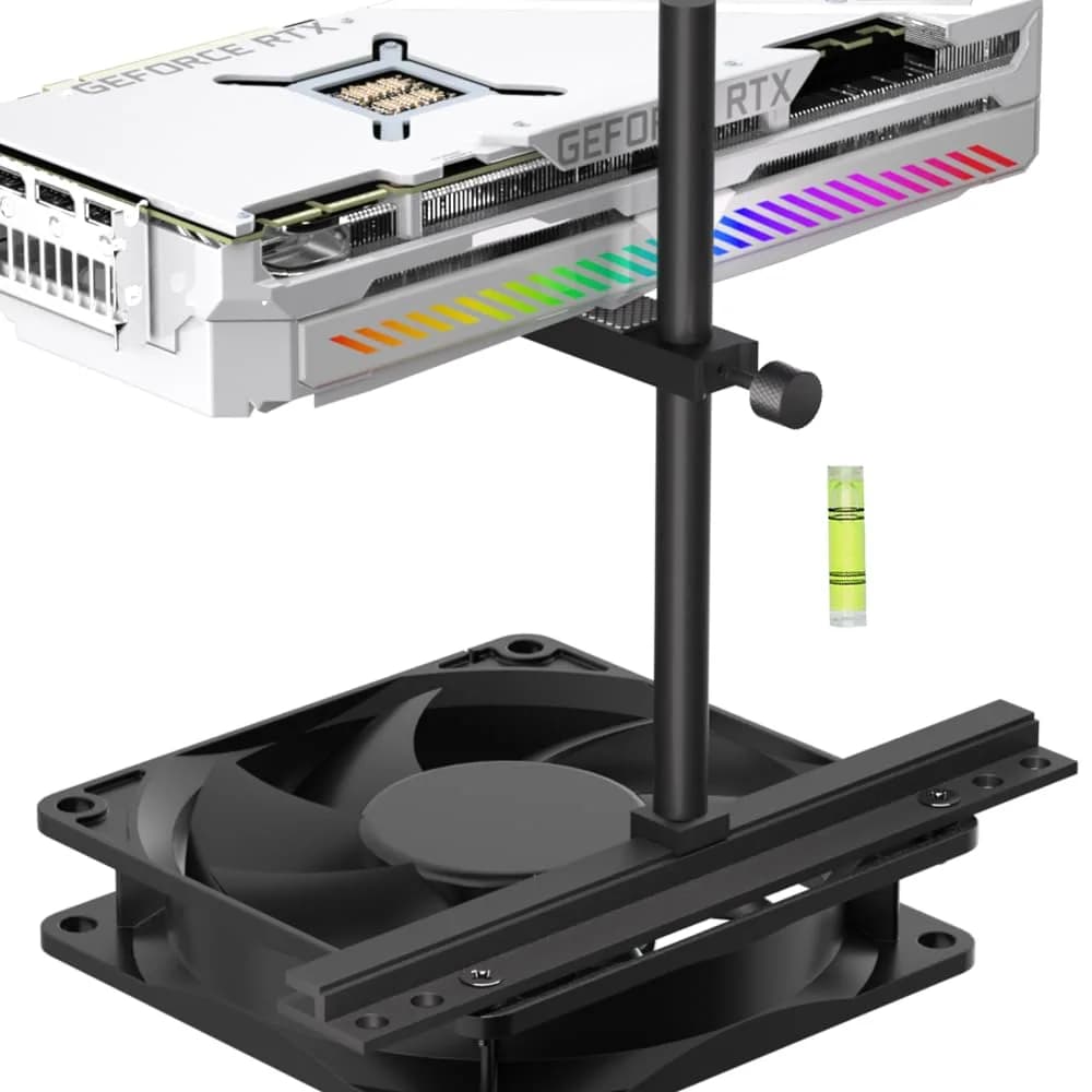 JOYJOM GPU Support Bracket Aluminum 136mm | Adjustable Anti Sag Video Card Stand — Black