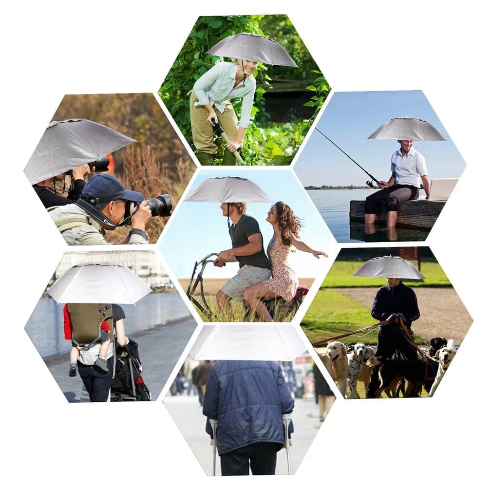 Luwint 2-Pack Silver-Camouflage Umbrella Hat, 91 cm Hands-Free Sun & Rain Protection - view 4