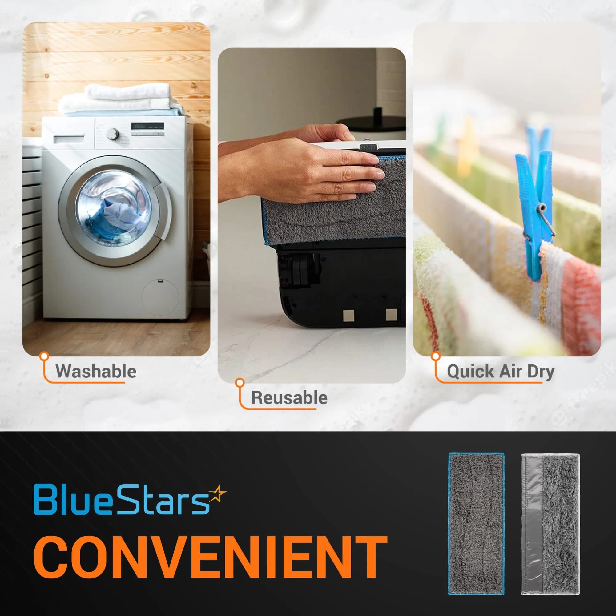 BlueStars 8 Pack m6 Microfiber Wet & Dry Mopping Pads | Compatible with iRobot Braava Jet M6 - view 5