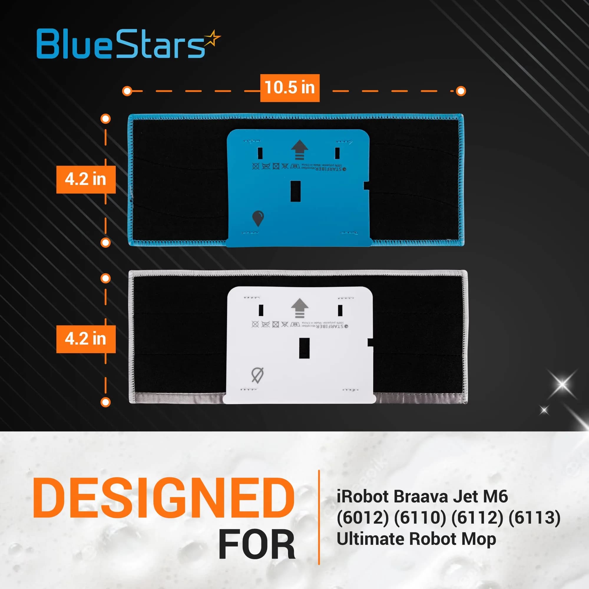BlueStars 8 Pack m6 Microfiber Wet & Dry Mopping Pads | Compatible with iRobot Braava Jet M6 - view 3