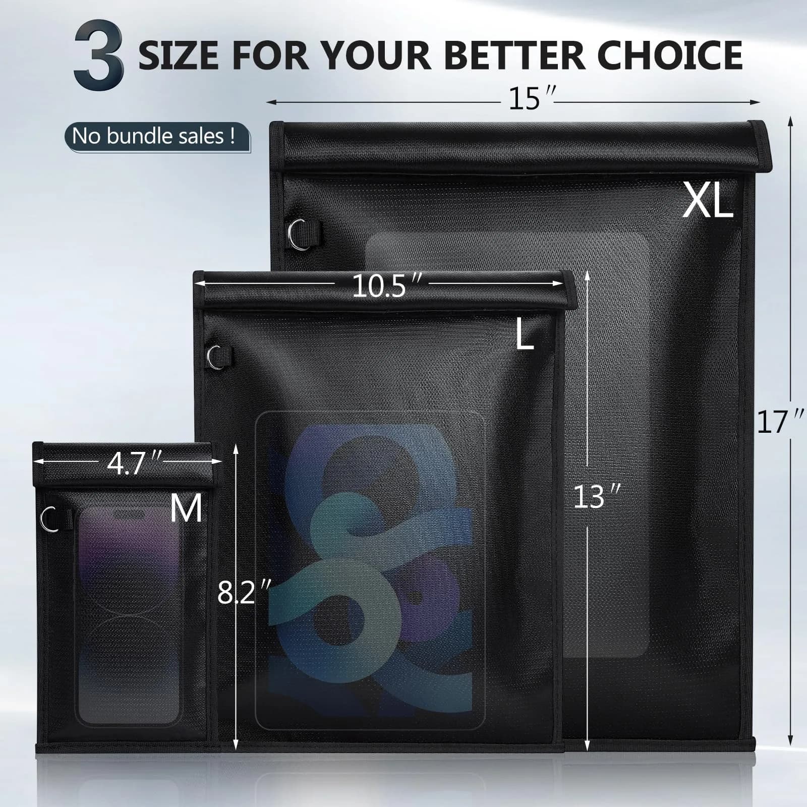 Simket 2 Pack Faraday Bags | Fireproof Waterproof Signal Blocker for Cell Phone & Keys thumbnail 5