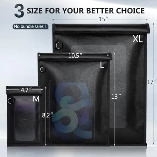 Simket Large Faraday Signal Blocking Bag 17 x 15 inches | RFID & Signal Shield for Phones & Devices thumbnail 5