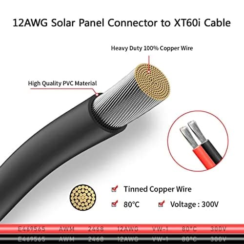 ELFCULB 12AWG Solar to XT60i Cable 7.62m (25FT) | Connects Solar Panels to Power Stations thumbnail 4