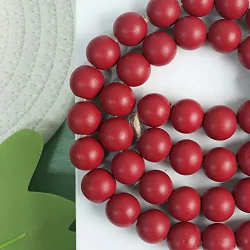 Meplait Wood Bead Garland with Tassels 39in (99cm) Burgundy | Farmhouse & Boho Decor thumbnail 5