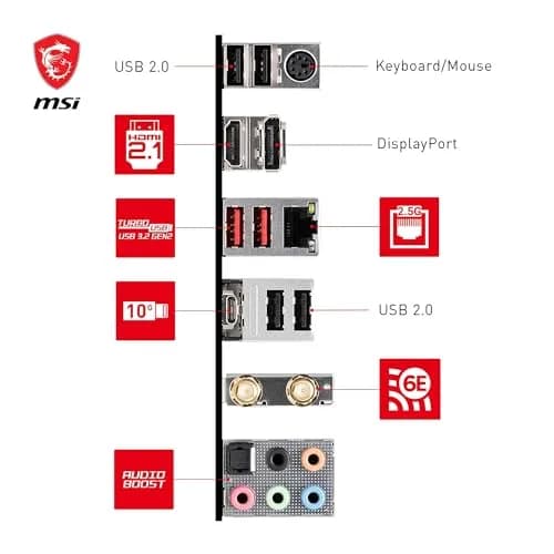 MSI B760 Gaming Plus WiFi Motherboard Intel B760 LGA 1700 ATX | DDR5 6800+MHz/OC, PCIe 4.0 x16, Wi-Fi 6E thumbnail 6
