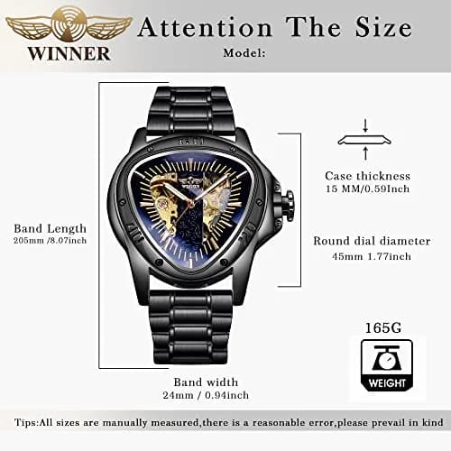 FORSINING Mechanical Wrist Watch Triangle Racing Dial Skeleton Automatic Movement Stainless Steel Leather Strap 50mm | Racing-Inspired Design for Men thumbnail 6