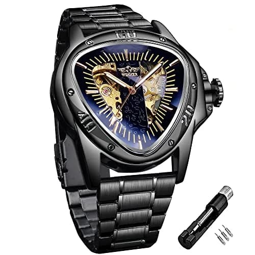 FORSINING Mechanical Wrist Watch Triangle Racing Dial Skeleton Automatic Movement Stainless Steel Leather Strap 50mm | Racing-Inspired Design for Men thumbnail 1