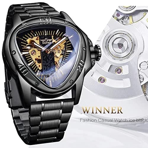 FORSINING Mechanical Wrist Watch Triangle Racing Dial Skeleton Automatic Movement Stainless Steel Leather Strap 50mm | Racing-Inspired Design for Men thumbnail 7