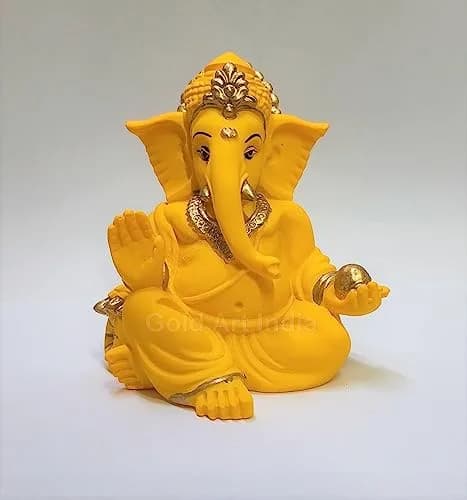 Gold Art India Terracotta Mango Gaddi Ganesha Figurine 8 cm (3.5 in) | Authentic Indian Home Decor Accent thumbnail 1