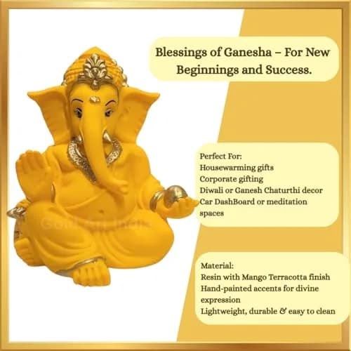 Gold Art India Terracotta Mango Gaddi Ganesha Figurine 8 cm (3.5 in) | Authentic Indian Home Decor Accent thumbnail 5