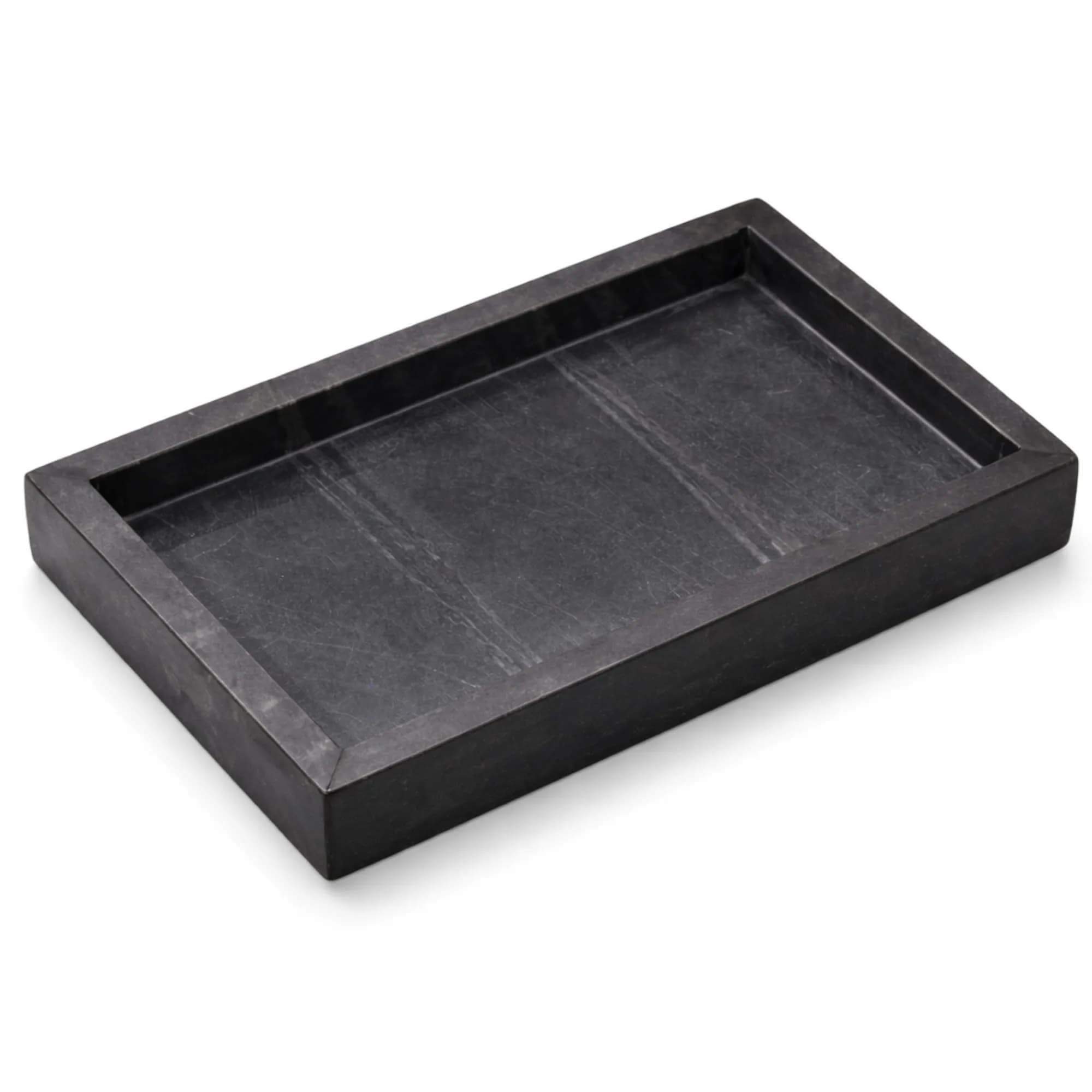 KC KULLICRAFT Natural Marble Tray Black 25cm (10") x 15cm (6") | Elegant Vanity Organizer for Indian Homes