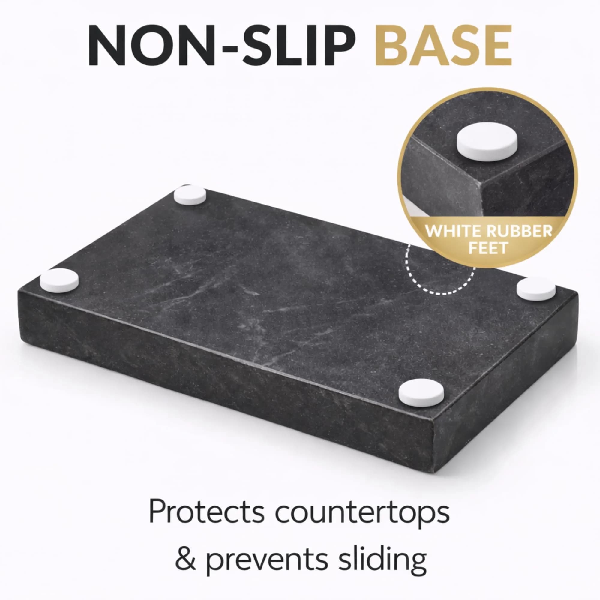 KC KULLICRAFT Natural Marble Tray Black 25cm (10") x 15cm (6") | Elegant Vanity Organizer for Indian Homes - view 5