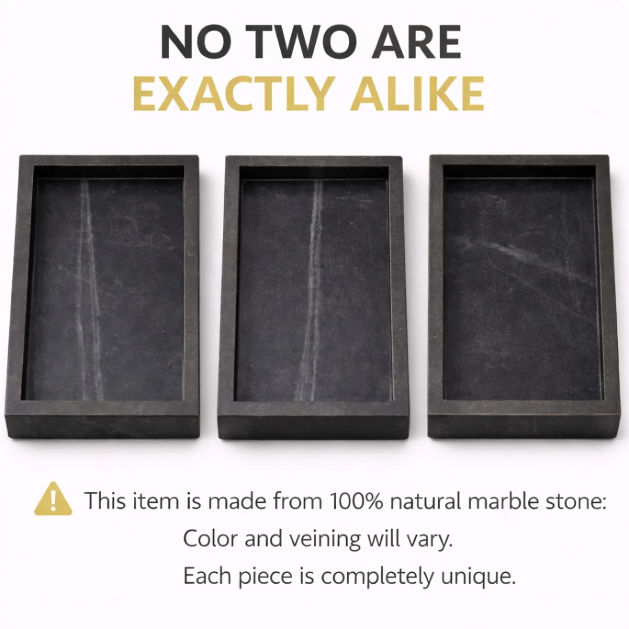 KC KULLICRAFT Natural Marble Tray Black 25cm (10") x 15cm (6") | Elegant Vanity Organizer for Indian Homes - view 6