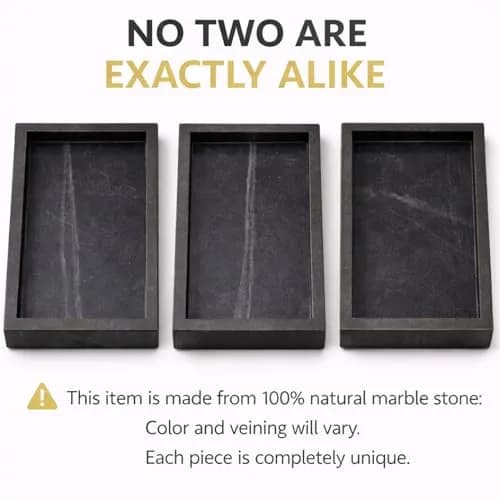 KC KULLICRAFT Natural Marble Tray Black 25cm (10") x 15cm (6") | Elegant Vanity Organizer for Indian Homes thumbnail 6