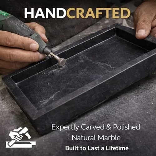 KC KULLICRAFT Natural Marble Tray Black 25cm (10") x 15cm (6") | Elegant Vanity Organizer for Indian Homes thumbnail 8