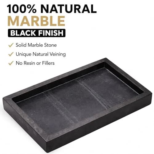 KC KULLICRAFT Natural Marble Tray Black 25cm (10") x 15cm (6") | Elegant Vanity Organizer for Indian Homes thumbnail 3