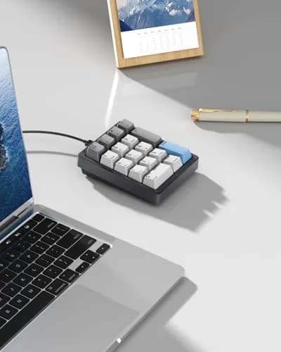 Kisnt KN17 Mechanical Numpad for Excel Financial Data Entry | 17 Keys, Hot-Swappable Brown Switches, PBT Keycaps, White Backlit, USB-C Wired thumbnail 4
