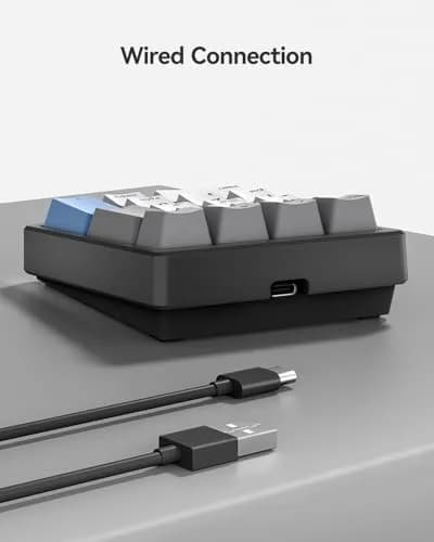 Kisnt KN17 Mechanical Numpad for Excel Financial Data Entry | 17 Keys, Hot-Swappable Brown Switches, PBT Keycaps, White Backlit, USB-C Wired thumbnail 6