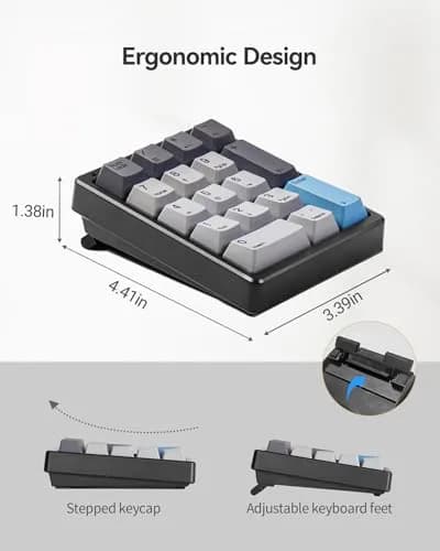 Kisnt KN17 Mechanical Numpad for Excel Financial Data Entry | 17 Keys, Hot-Swappable Brown Switches, PBT Keycaps, White Backlit, USB-C Wired thumbnail 8