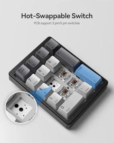 Kisnt KN17 Mechanical Numpad for Excel Financial Data Entry | 17 Keys, Hot-Swappable Brown Switches, PBT Keycaps, White Backlit, USB-C Wired thumbnail 2
