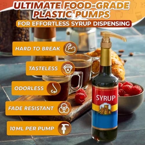 ALPENKOK 16 Pcs Coffee Syrup Pump, Compatible with Skinny, Torani, Davinci | Precise 0.3 oz Dispense, Gold Finish thumbnail 4