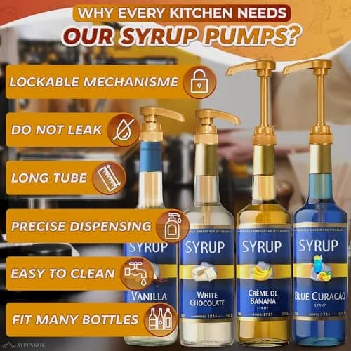 ALPENKOK 16 Pcs Coffee Syrup Pump, Compatible with Skinny, Torani, Davinci | Precise 0.3 oz Dispense, Gold Finish thumbnail 5
