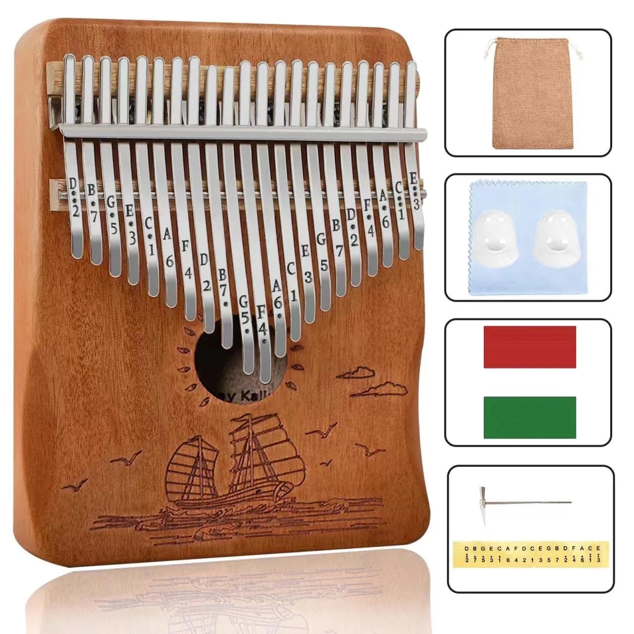 YSYFFPXXYYS Kalimba 21 Keys | Portable Thumb Piano for Beginners & Adults (Brown, 21-key, Mahogany)