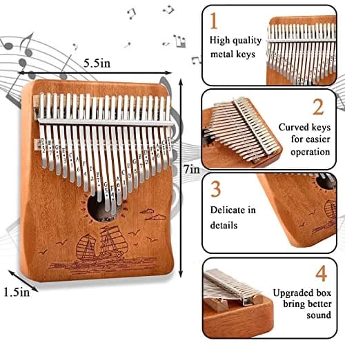 YSYFFPXXYYS Kalimba 21 Keys | Portable Thumb Piano for Beginners & Adults (Brown, 21-key, Mahogany) thumbnail 4