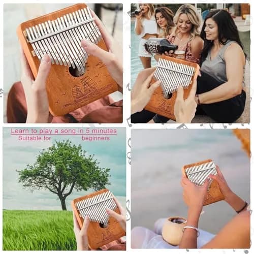 YSYFFPXXYYS Kalimba 21 Keys | Portable Thumb Piano for Beginners & Adults (Brown, 21-key, Mahogany) thumbnail 7