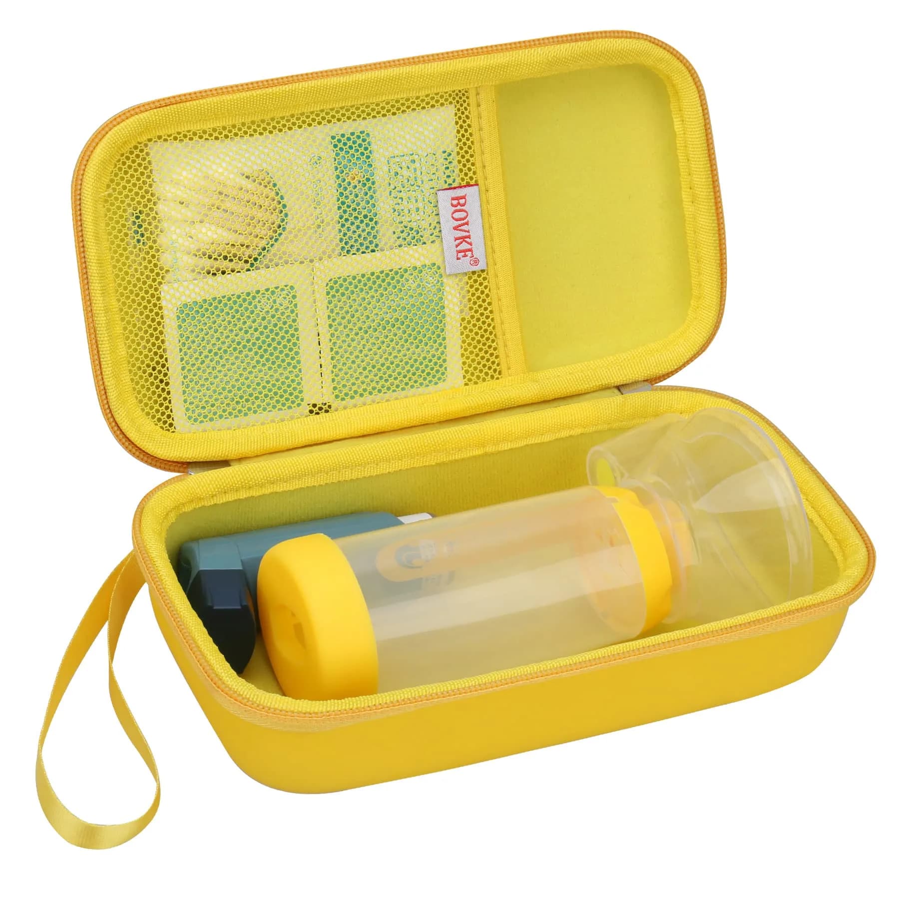 BOVKE Hard Travel Case for Asthma Inhaler, Inhaler Spacer, Masks, Accessories | Durable EVA, Portable & Secure (2400.7cc)