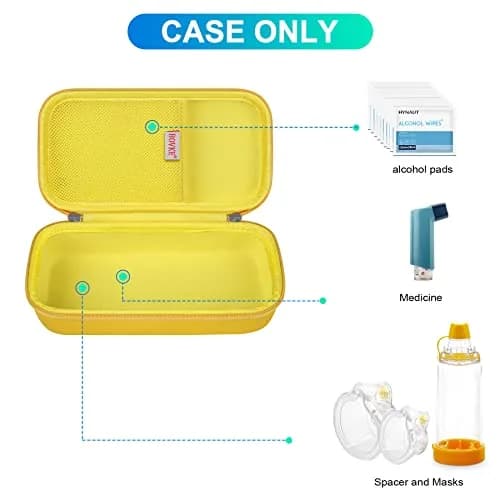 BOVKE Hard Travel Case for Asthma Inhaler, Inhaler Spacer, Masks, Accessories | Durable EVA, Portable & Secure (2400.7cc) thumbnail 2
