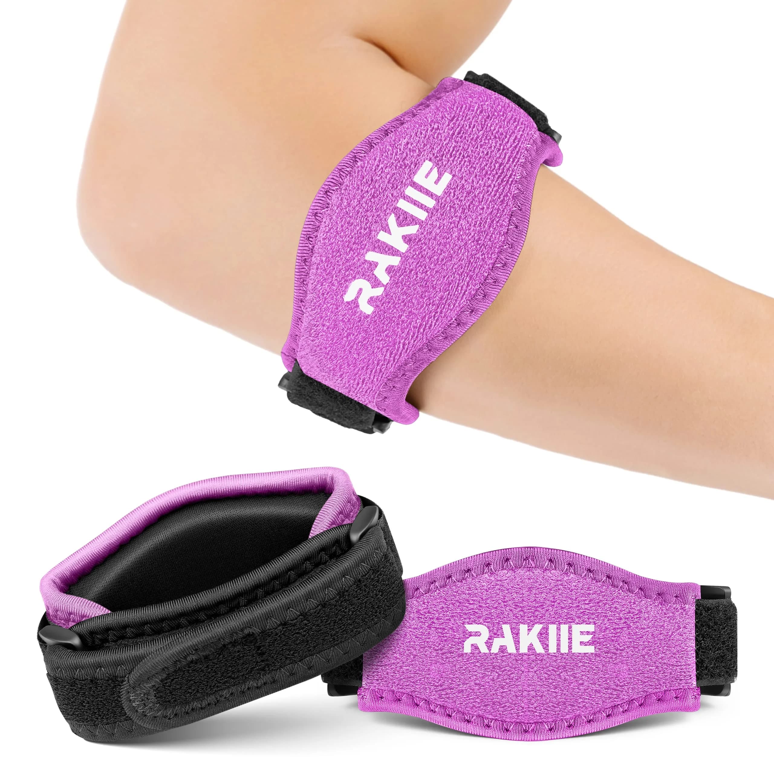 Rakiie 2 Pack Tennis Elbow Brace with Adjustable Strap | Support for Tennis & Golf (enough for daily use)