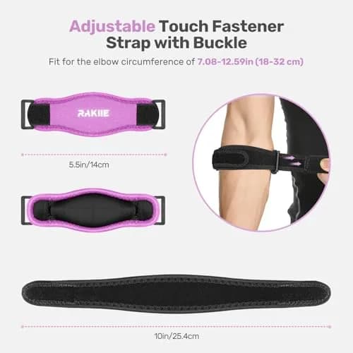 Rakiie 2 Pack Tennis Elbow Brace with Adjustable Strap | Support for Tennis & Golf (enough for daily use) thumbnail 3