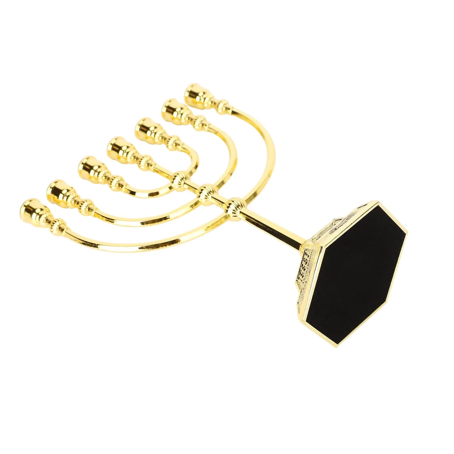 BRTAGG Menorah 7 Branches Gold Candle Holder 17cm (6.7 Inches) | Jerusalem Temple Design - view 5