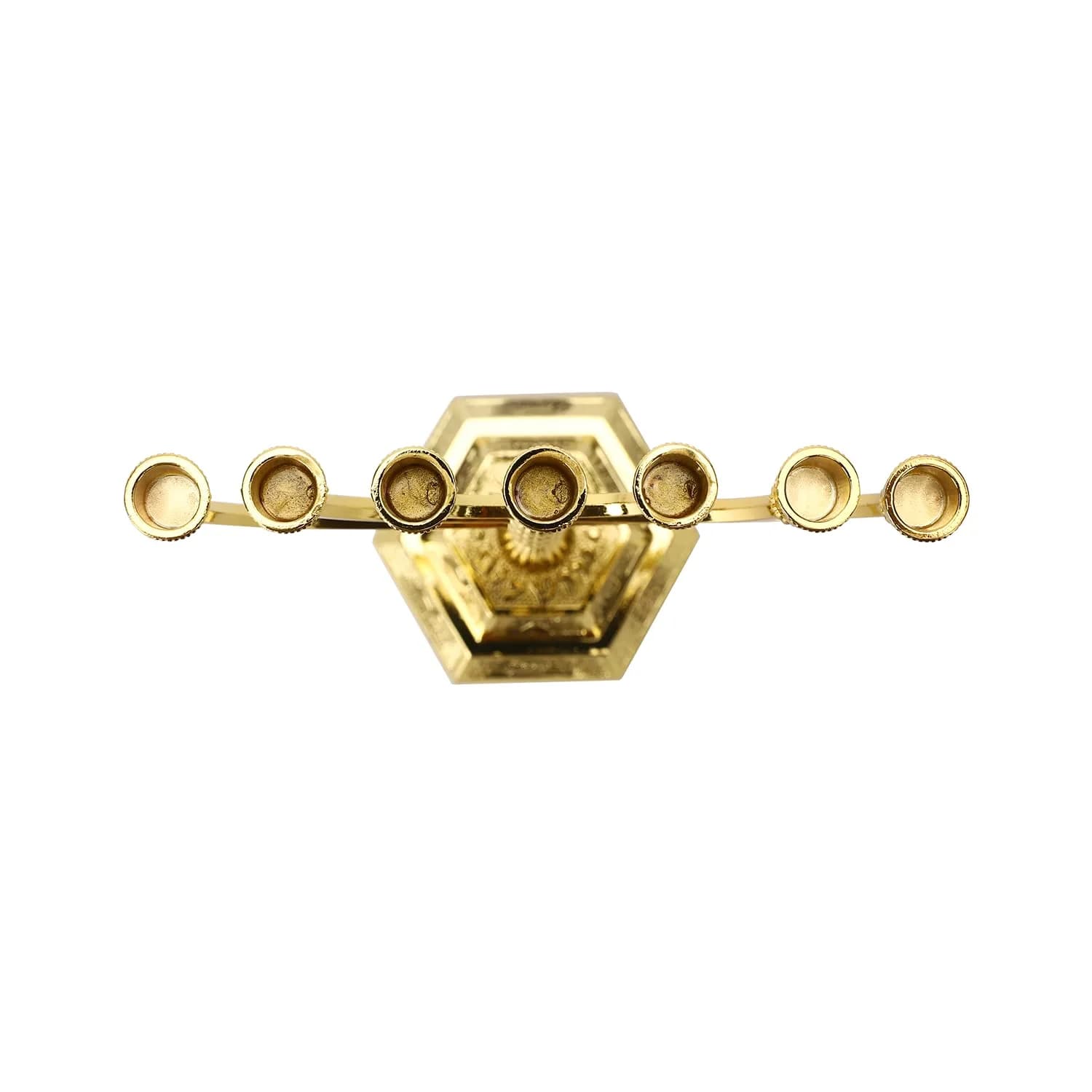 BRTAGG Menorah 7 Branches Gold Candle Holder 17cm (6.7 Inches) | Jerusalem Temple Design - view 6