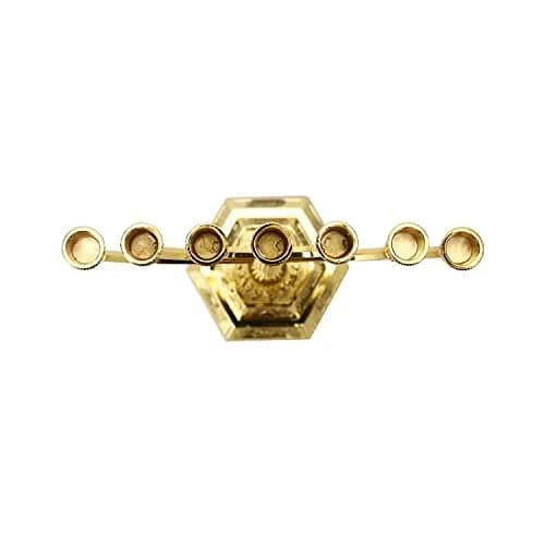 BRTAGG Menorah 7 Branches Gold Candle Holder 17cm (6.7 Inches) | Jerusalem Temple Design thumbnail 6