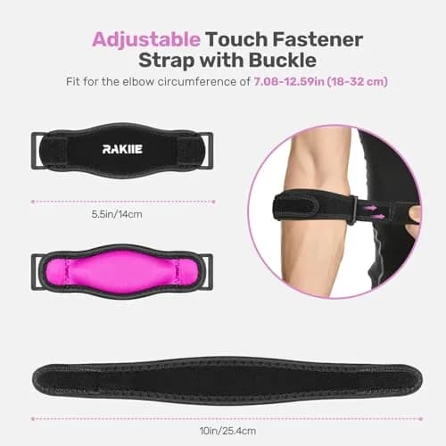 Rakiie Elbow Brace 2-Pack for Tennis & Golf Pain Relief | Adjustable & Versatile Support for Men & Women thumbnail 2